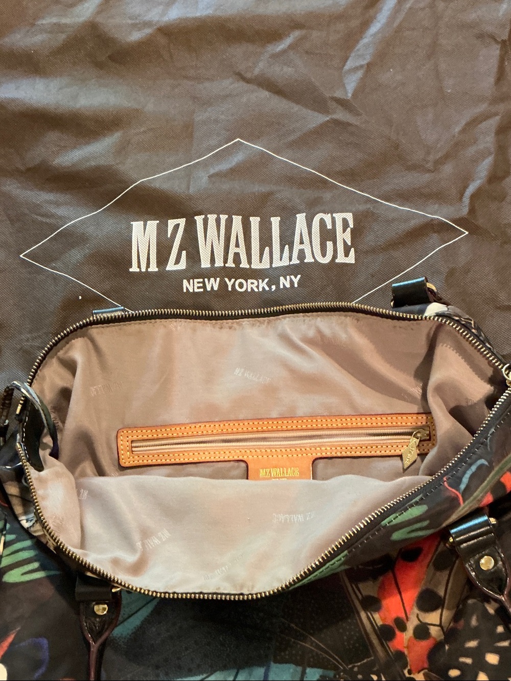 MZ Wallace Black Multicolor Butterfly Print Tote including Wristlet - Picture 4 of 13